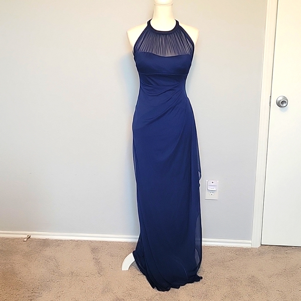 David's Bridal Navy Blue Maxi Dress